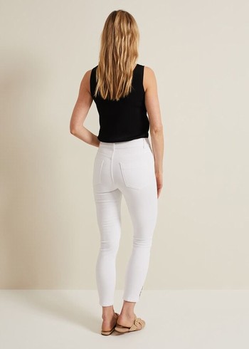 Phase Eight Joelle Button Detail Skinny Trousers White USA | 6438027-XK